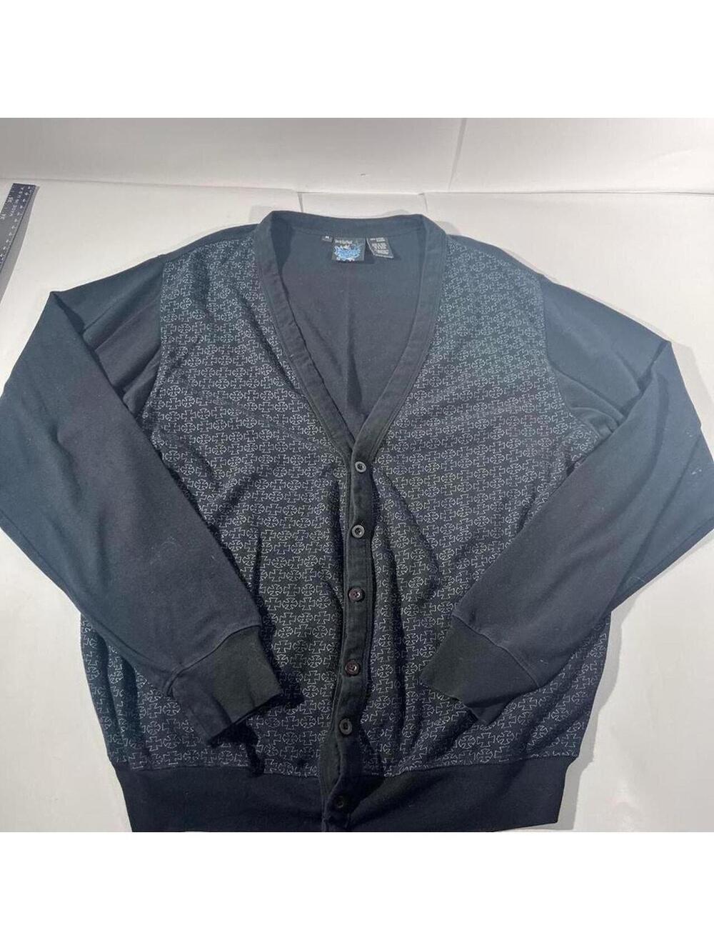 Vintage grunge style point zero black cardigan with white pattern